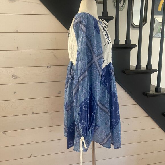 035 Free People Day Dreaming Mini in Blue Combo NWT Size Small - Picture 5 of 12